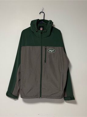 NY Jets NFL Hooded Softshell Jacket – Green & Gray – Men's XL